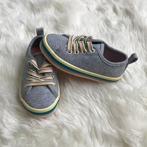 Jersey Rainbow Stripe Elastic Lace Sneakers| Girl